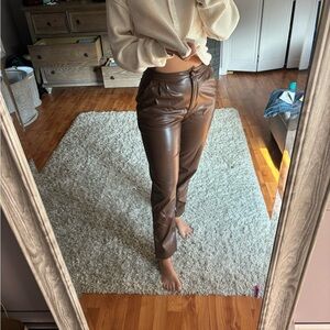 Brown Faux Leather Pants